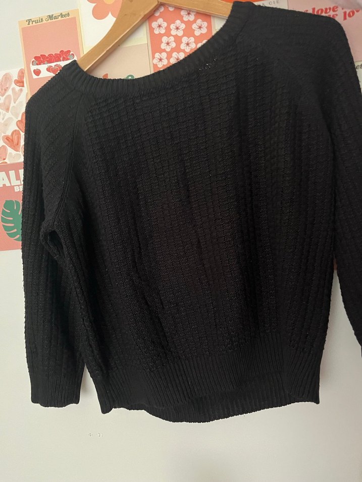 Siyah Örgü Kadın Kazak - Görsel 3