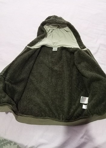 Kadın Gri Kapüşonlu Fermuarlı Polar Ceket - Görsel 3