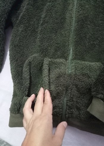 Kadın Gri Kapüşonlu Fermuarlı Polar Ceket - Görsel 2