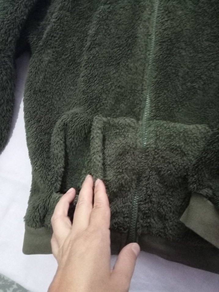 Kadın Gri Kapüşonlu Fermuarlı Polar Ceket - Görsel 2