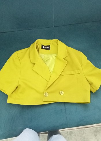 Sarı Mini Kadın Blazer Ceket - Görsel 4