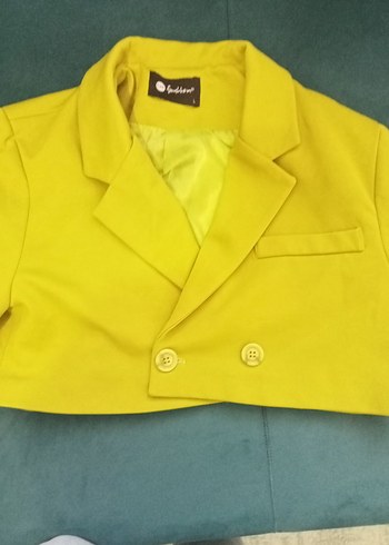 Sarı Mini Kadın Blazer Ceket - Görsel 3