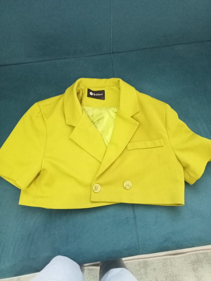 Sarı Mini Kadın Blazer Ceket - Görsel 4