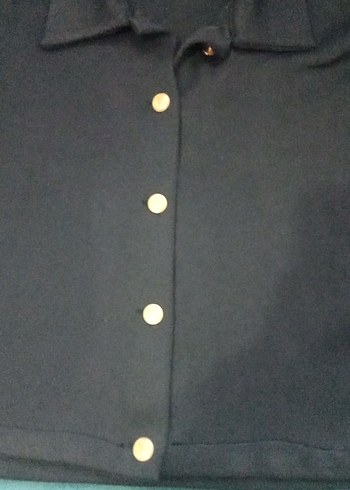 Düğmeli Siyah Kısa Kollu Kadın kazak hırka - Görsel 3