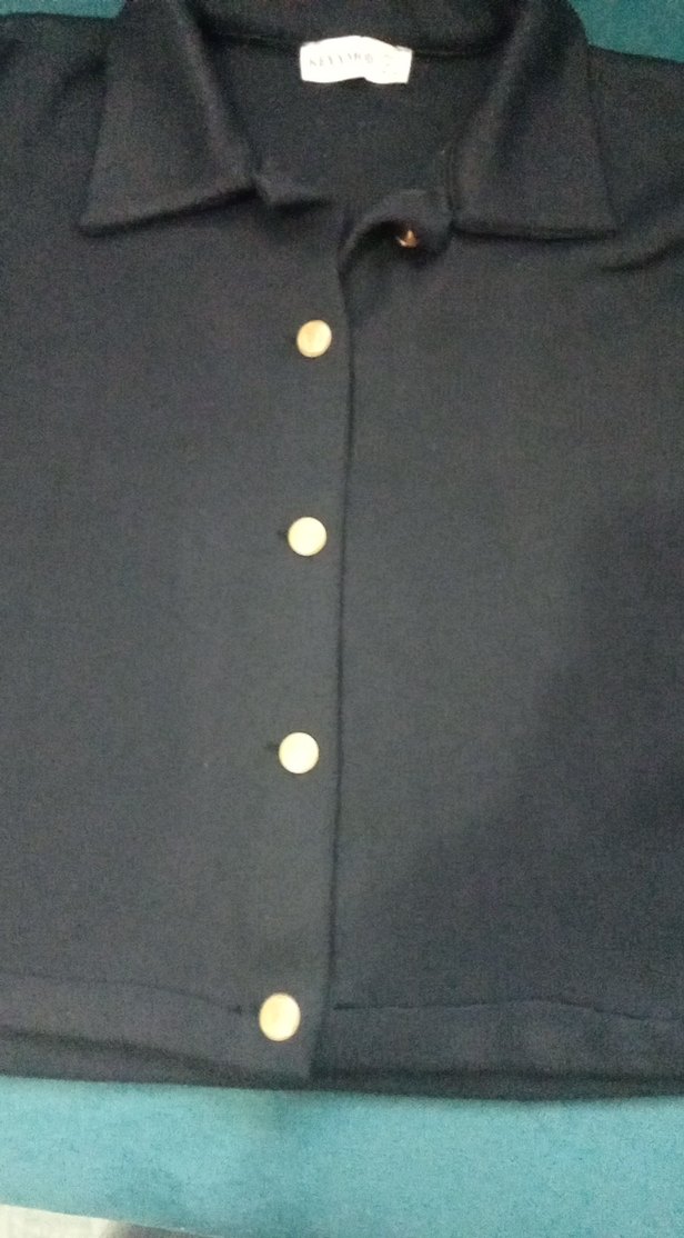 Düğmeli Siyah Kısa Kollu Kadın kazak hırka - Görsel 3