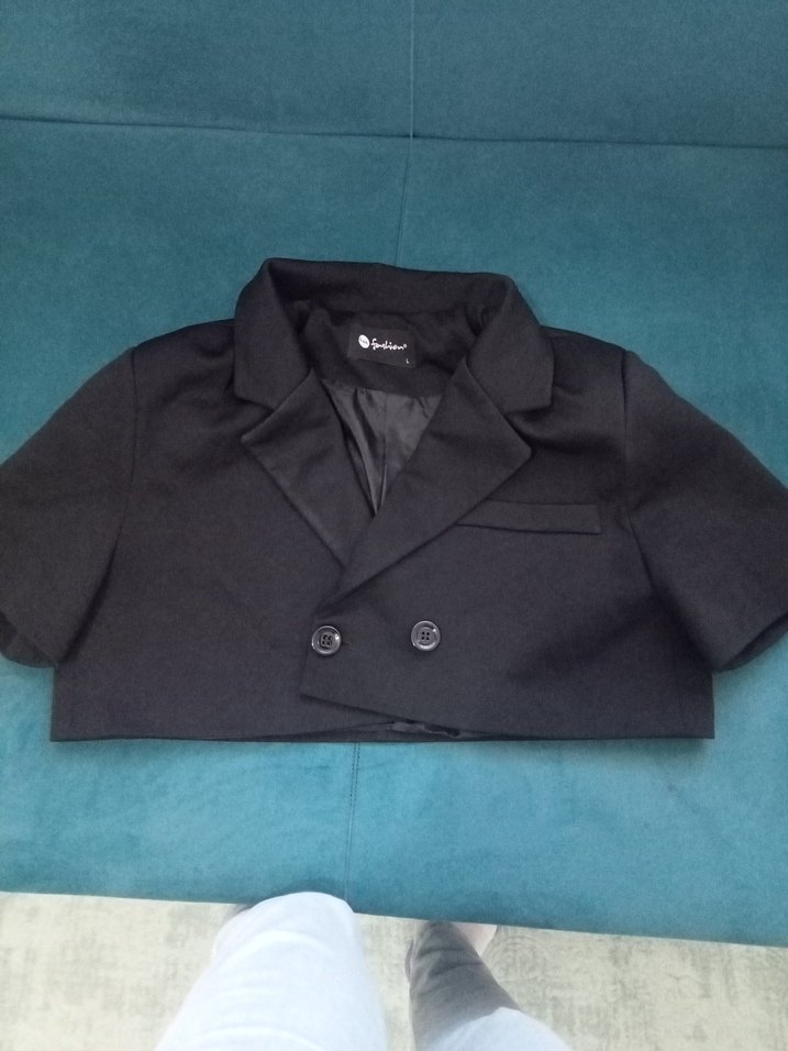 Kısa Kollu Siyah Mini Blazer - Görsel 2