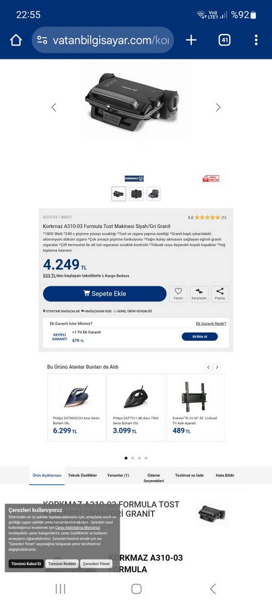 Korkmaz A310 TOST MAKİNASI SIFIR GİBİ - Görsel 4