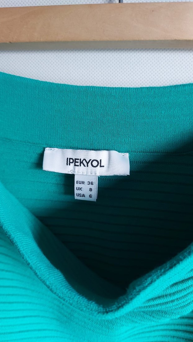 Askılı Turkuaz Uzun Pilili Abiye Elbise - Görsel 3