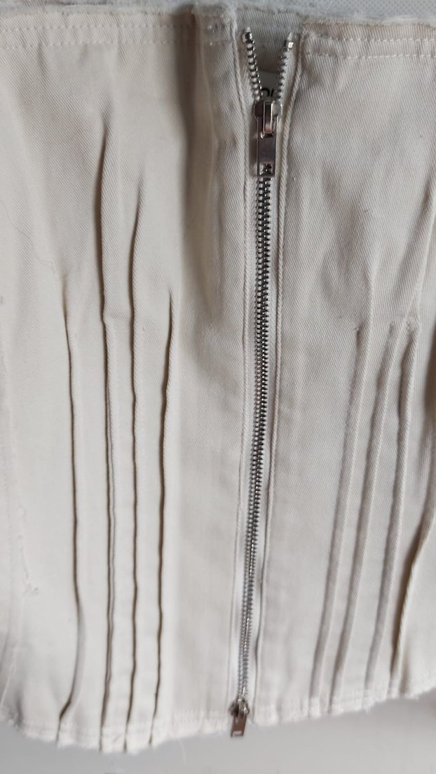 Bej Pliseli Keten Straplez Büstiyer - Görsel 2