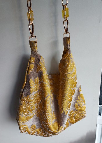 Sarı ve Gri Desenli Bohem Kadın Çanta - Görsel 2