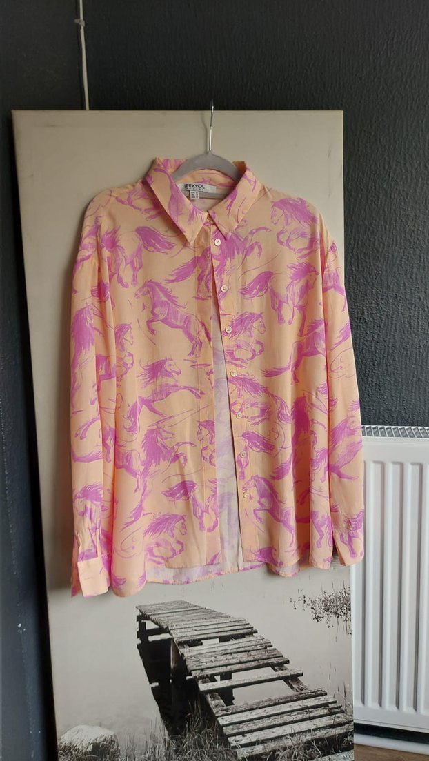 IPEKYOL Pembe Desenli Kadın Gömlek - Görsel 2