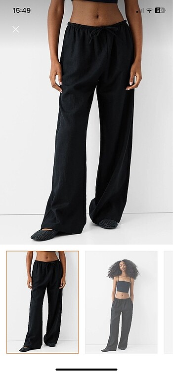 Bershka Keten Straight Fit Pantolon