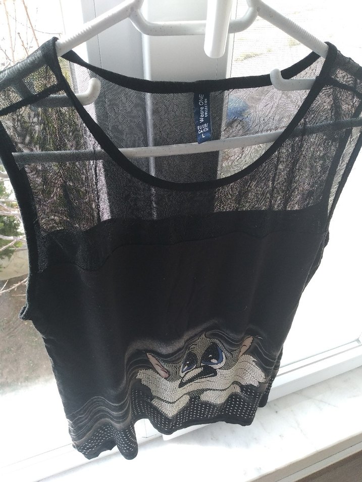 Kedi Desenli Siyah bluz - Görsel 3