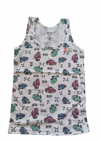 2 adet Beyaz Desenli Erkek Çocuk Atlet - Görsel 3