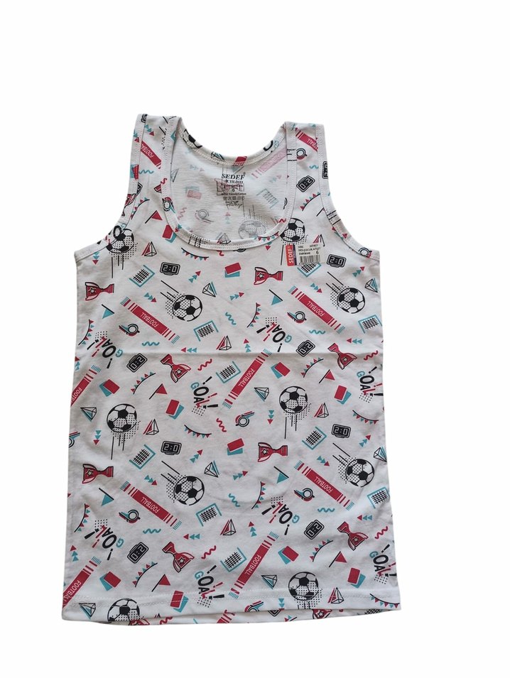 2 adet Beyaz Desenli Erkek Çocuk Atlet - Görsel 2