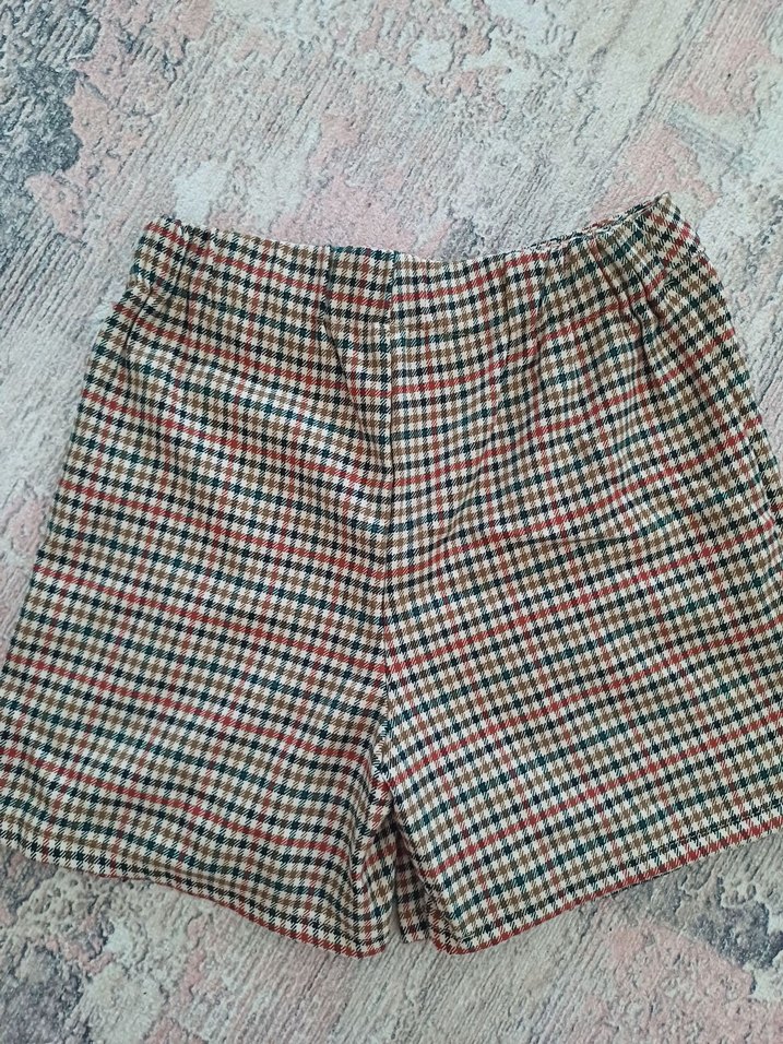 Düğmeli Ekose Mini Etek - Görsel 3