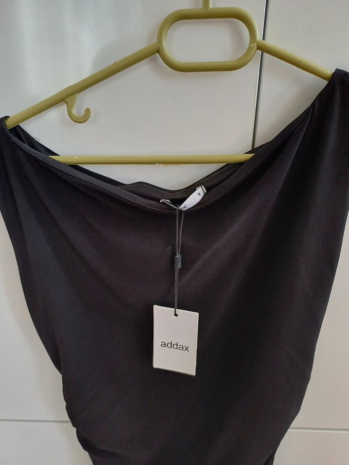 Siyah Drapeli V Yaka Midi Elbise - Görsel 2