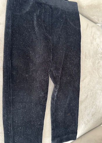 Kız Çocuk Siyah ve Lacivert Pilili Denim Tayt-2adet