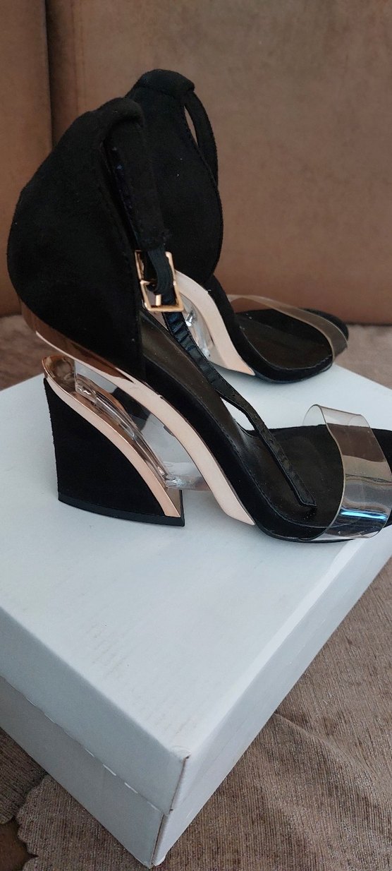 Siyah Topuklu Kadın Sandalet - Görsel 5