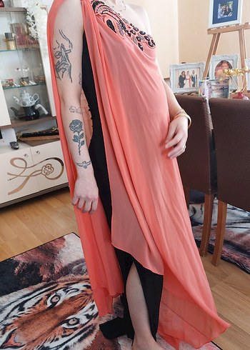 Pembe Drapeli Askılı Uzun  Tulum - Görsel 5