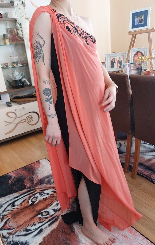 Pembe Drapeli Askılı Uzun  Tulum - Görsel 5