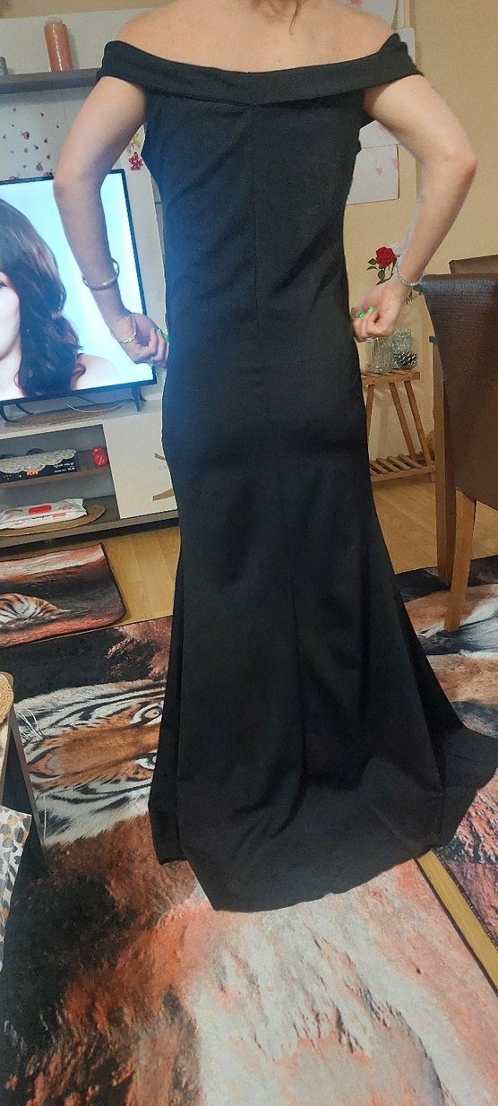 Siyah Straplez Uzun Elbise Yırtmaçlı - Görsel 2