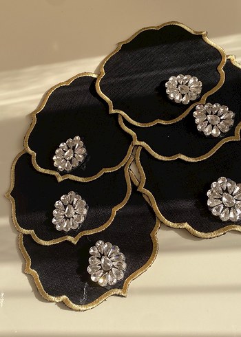 Siyah Üzeri Taşlı sunum Peçete - Görsel 2