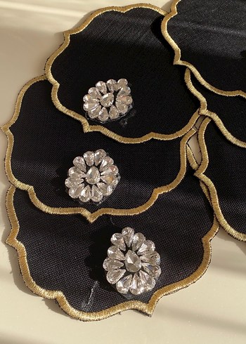 Siyah Üzeri Taşlı sunum Peçete - Görsel 3