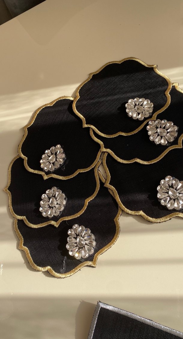 Siyah Üzeri Taşlı sunum Peçete - Görsel 2