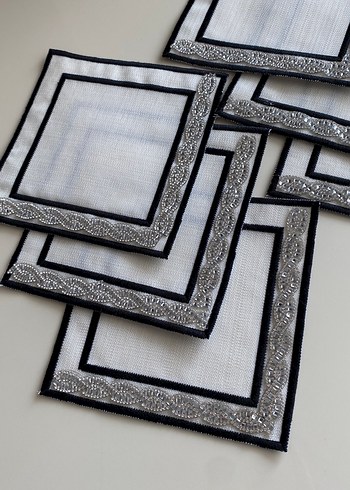 Zara Home Siyah gri şerit sunum peçete