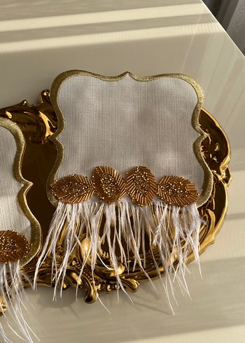 Gold sunum peçete 2 li tüylü - Görsel 2