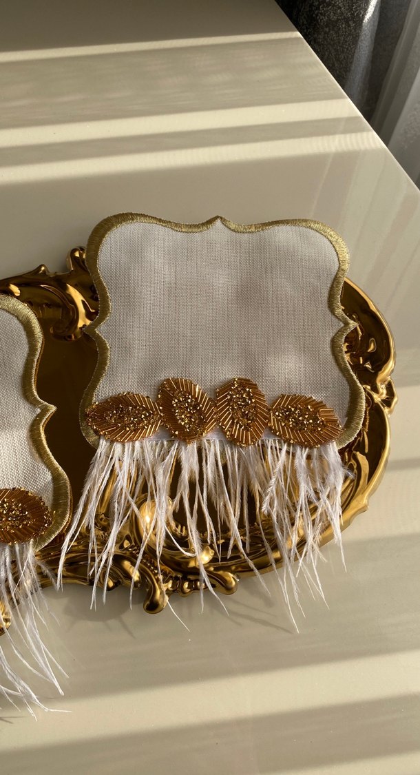 Gold sunum peçete 2 li tüylü - Görsel 2