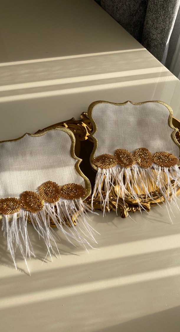 Gold sunum peçete 2 li tüylü - Görsel 4