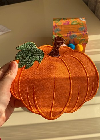 Nakışlı Turuncu Balkabağı sunum peçete - Görsel 4