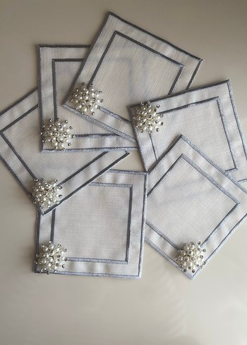 Gümüş inci sunum peçete - Görsel 2