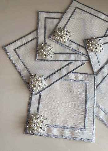 Gümüş inci sunum peçete - Görsel 4