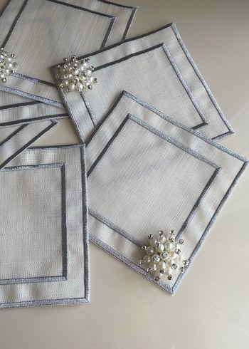 Gümüş inci sunum peçete - Görsel 3