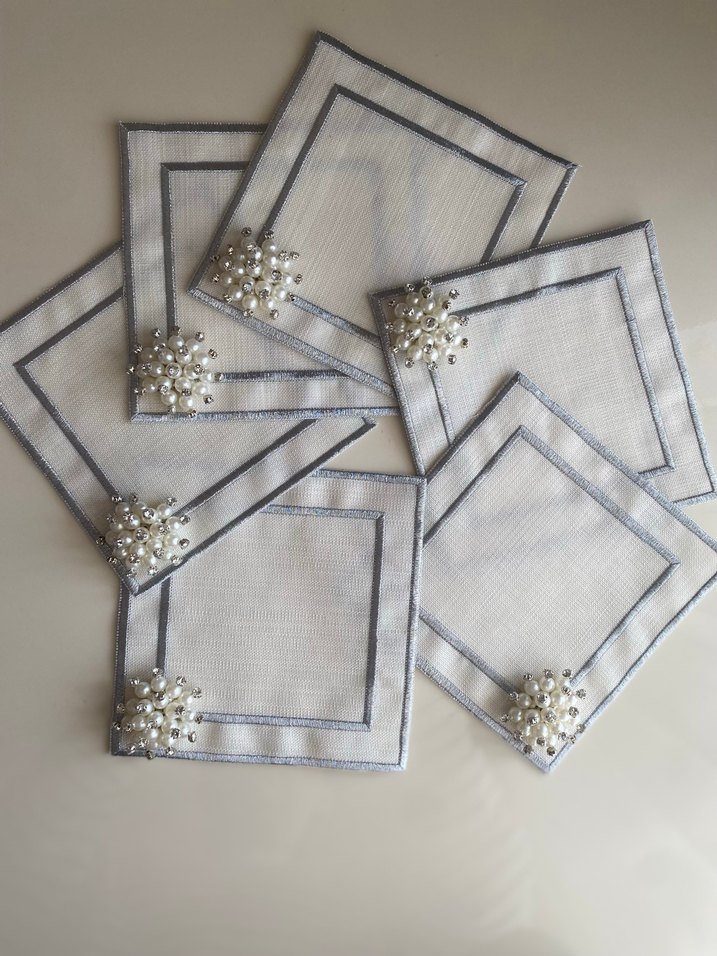 Gümüş inci sunum peçete - Görsel 2