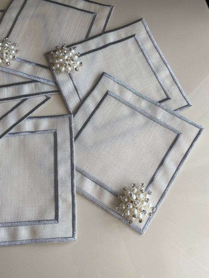 Gümüş inci sunum peçete - Görsel 3
