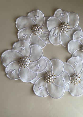 İnci Detaylı papatya sunum peçete - Görsel 3