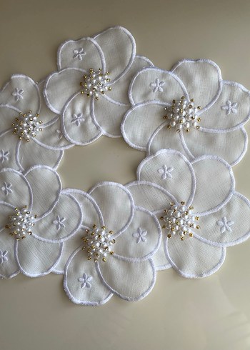 İnci Detaylı papatya sunum peçete - Görsel 4