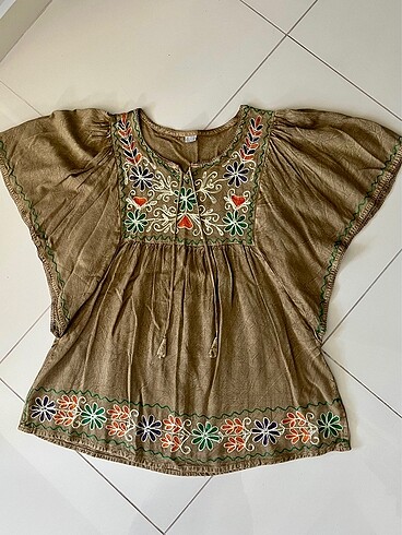 m Beden camel Renk INDIA İşli Bluz