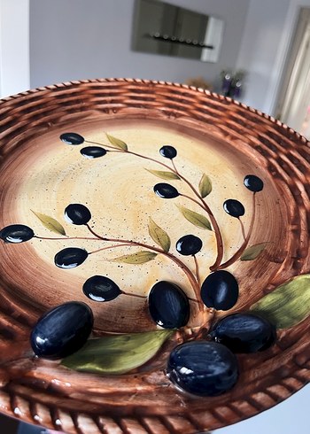 Zeytin Desenli Seramik Tabak ve Yağlık Seti - Görsel 6