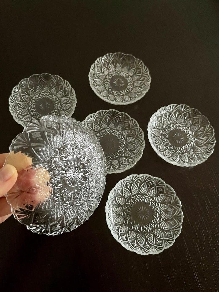 Kesme Cam Tatlı Tabağı 6 adet - Görsel 5