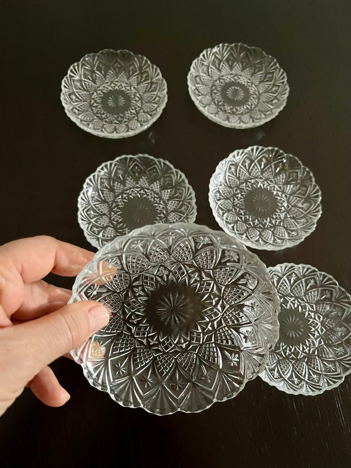 Kesme Cam Tatlı Tabağı 6 adet - Görsel 4