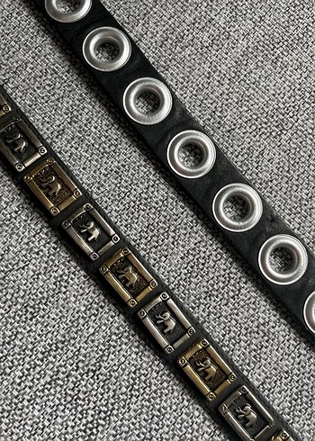 Vintage 2li Deri Kemer - Görsel 3