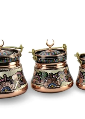 Geleneksel İşlemeli Bakır Saklama Kavanozları - Görsel 2