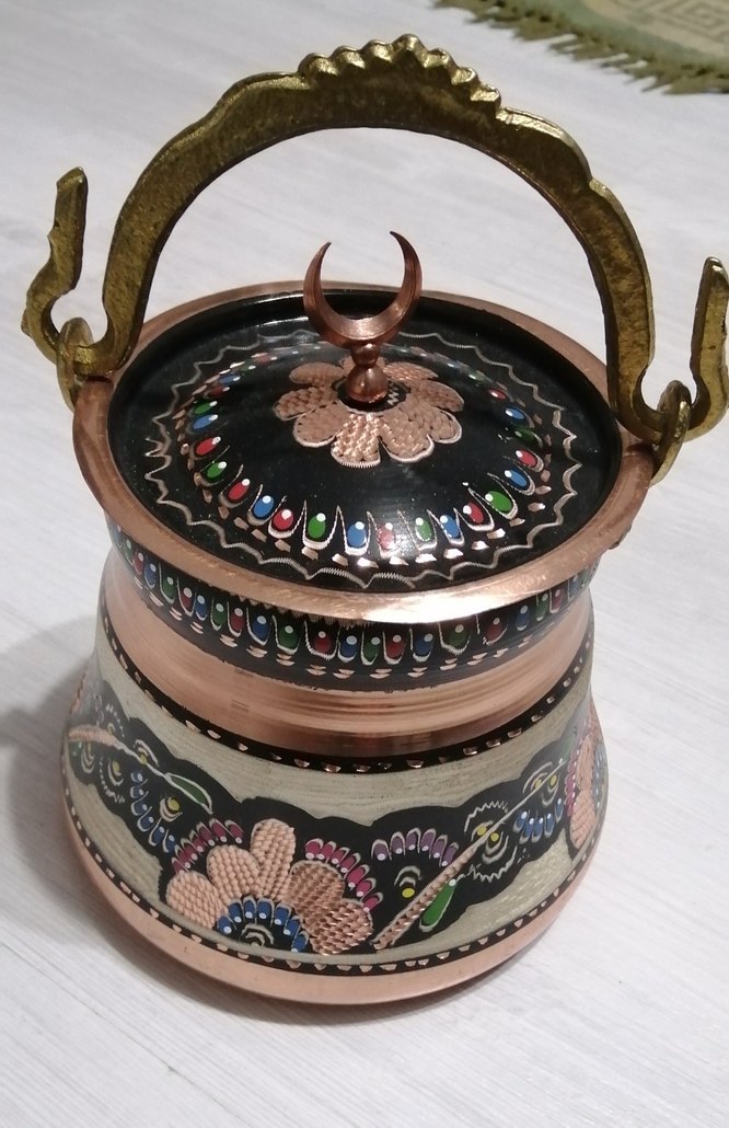 Geleneksel İşlemeli Bakır Saklama Kavanozları - Görsel 4