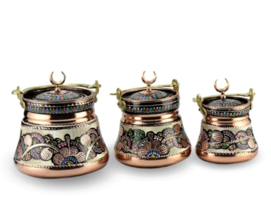 Geleneksel İşlemeli Bakır Saklama Kavanozları - Görsel 2