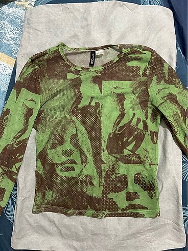 Tül uzun kollu crop bluz
